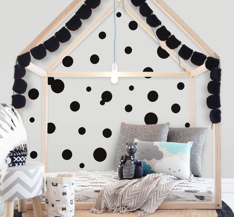Create-A-Mural Black Polka Dot Wall Decals, Girls Room Wall Decor Stickers, Wall Dots, Vinyl Circle Peel & Stick DIY Bedroom, Playroom, Kids Room, Baby Nursery Toddler to Teen Bedroom Decoration (Black) - Image 2